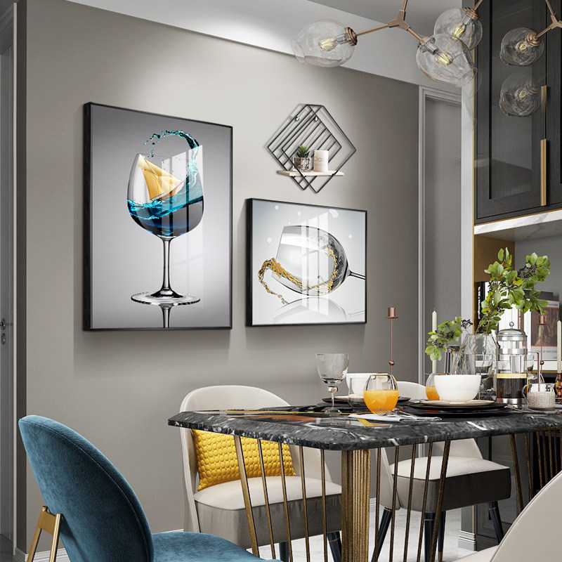 Nordic Dining Room Decoration Painting Modern Minimalist Dining Room Dining Room Table Background Wall Creativity Double Hanging Painting Kitchen Mural Painting