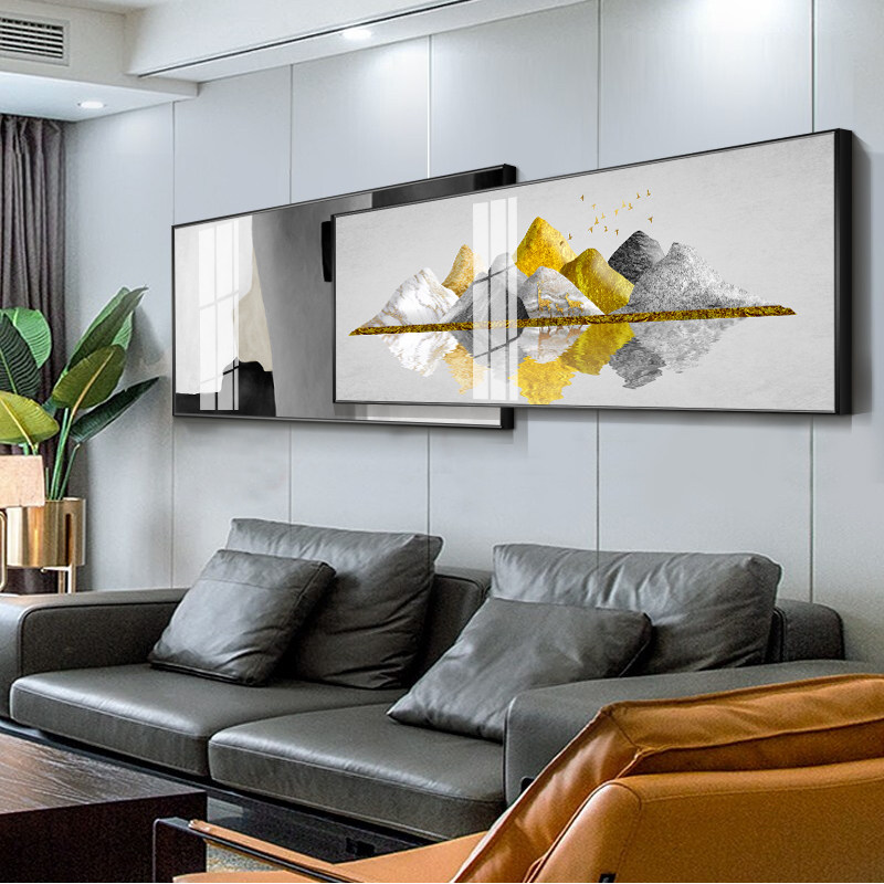 Living room Modern decor painted back with mountain superimposed sofa Background wall hanging painting light lavish minimalist around the headboard mural