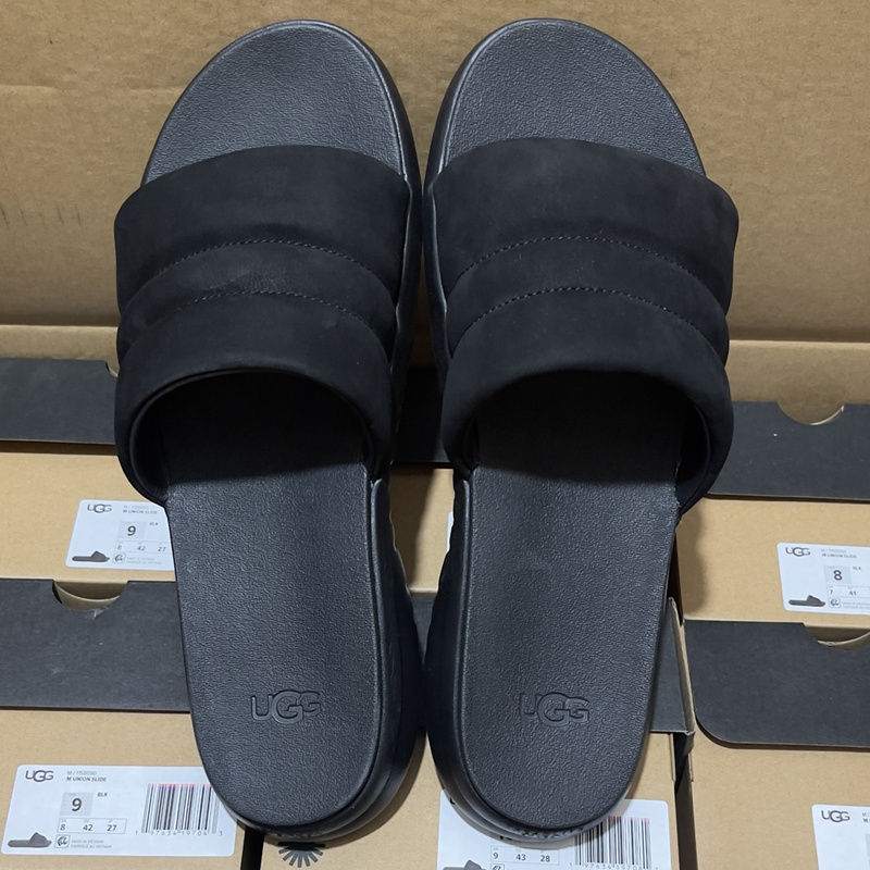 Ugg Men's Shoes, Genuine from the Store, Sheepskin, Lightweight and Comfortable, Home and Outdoor Casual Flat Sandals 1158090