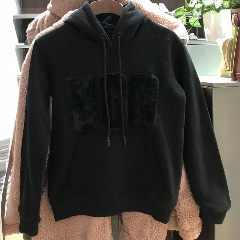 Ugg Women's Top, Genuine from the Store, Ruiyi Plush Logo Long-Sleeve Hooded Sweatshirt with Inner Fleece 1121385 Ugg Women's Top, Genuine from the Store, Ruiyi Plush Logo Long-Sleeve Hooded Sweatshirt with Inner Fleece 1121385