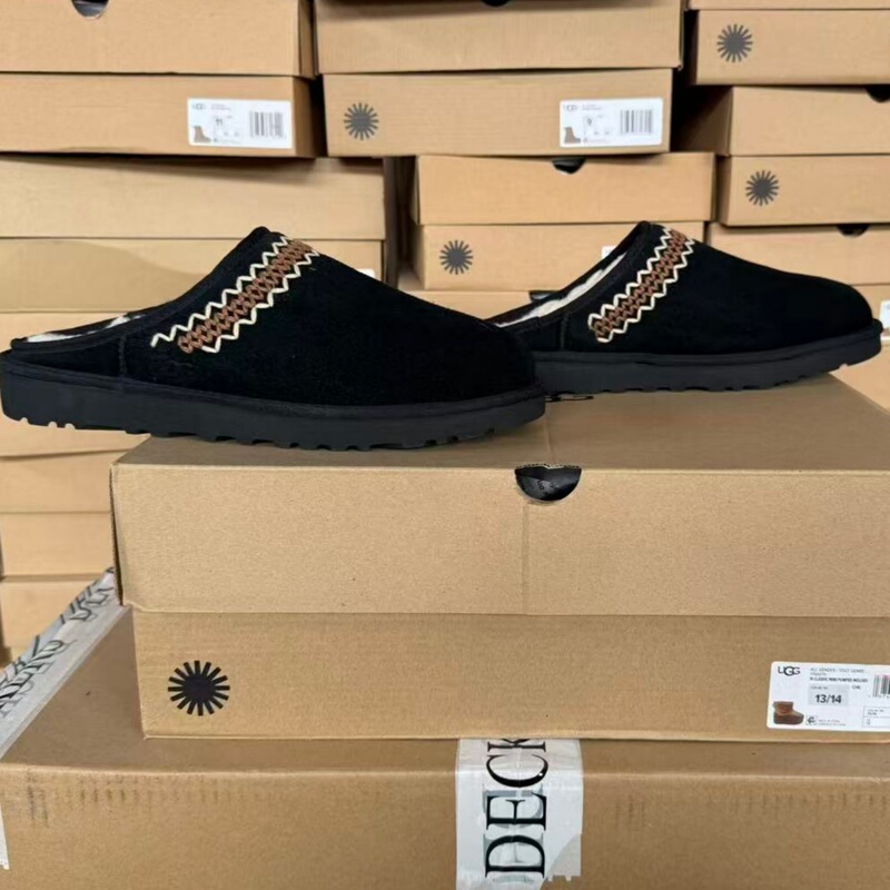 Ugg Men's Shoes, Genuine from the Store, Fashionable and Warm Slip-On Flat Shoes, Closed-Toe Slippers for Autumn and Winter 1162330