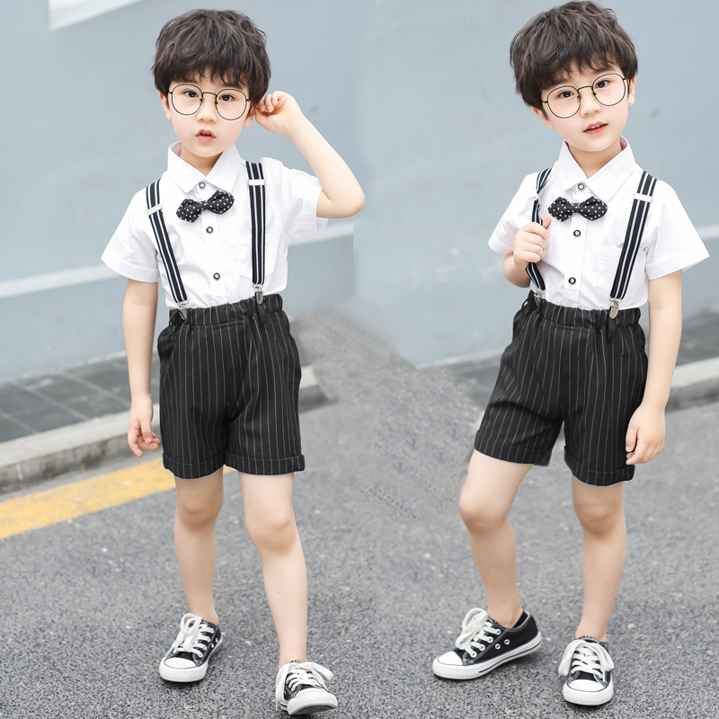 Childrens nhỏ phù hợp với phù hợp với cậu bé ba mảnh Hàn Quốc phiên bản 2019 mới bé mùa hè hoa bé cưới con váy