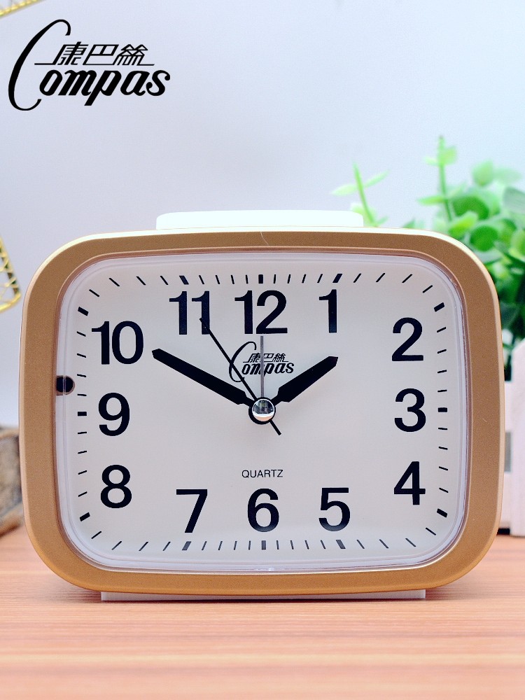 Compass Alarm Clock with Large Font, Silent Bedside Clock, Large Font Clock for the Elderly, Alarm Clock with Night Light, Snooze Function, Bedroom Table Clock