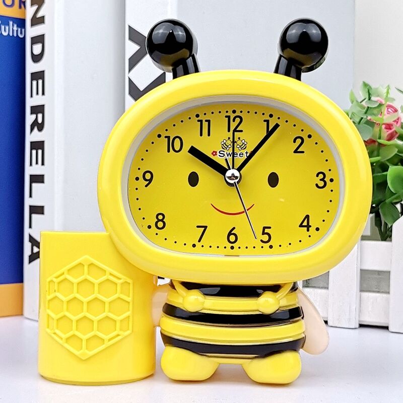 Creative pen container small alarm clock cute bee alarm clock cartoon student children bedside clock student timing small alarm clock