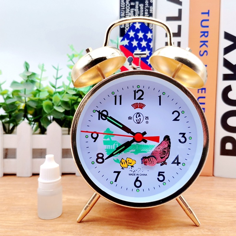 Upgraded Version of Old-Fashioned Wind-Up Mechanical Alarm Clock Chicken Rice Metal Movement Nostalgic Retro Large Ringtone Horseshoe Watch