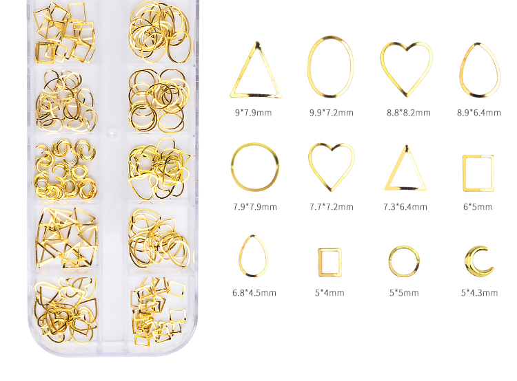 Nail Art Công cụ trang sức mới Máy khoan móng tay Mạ đinh tán Kim loại Trang trí Hoa hồng Vàng Openwork Studded Box dũa móng tay cho bé