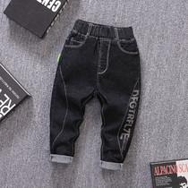 Childrens jeans 2022 Spring and autumn Han version of autumn clothing baby pants boy outside wearing long pants elastic children single pants tide