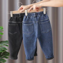 Boy Jeans Gush Autumn Winter Clothing 2022 New Children Cotton Pants Winter Mens Baby Integrated Suede Baby Pants
