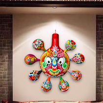 Folk handicraft Peking Opera club fire horse spoon facial makeup decoration pendant flower arrangement town house folk custom antique Chinese decoration