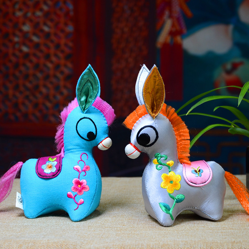 Handmade cloth Embroidery Decorative Swing with Living Room Little Mao Donkey Chinese Wind Featured Little Gift Creative Folklore