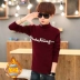 Áo len thanh niên nam trẻ em mùa đông cộng với nhung dày ấm áp của học sinh trung học cơ sở nửa cổ áo len chạm đáy