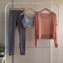 Orange red sports three-piece set quick drying breathable soft mesh long sleeve yoga suit running jump gym suit women