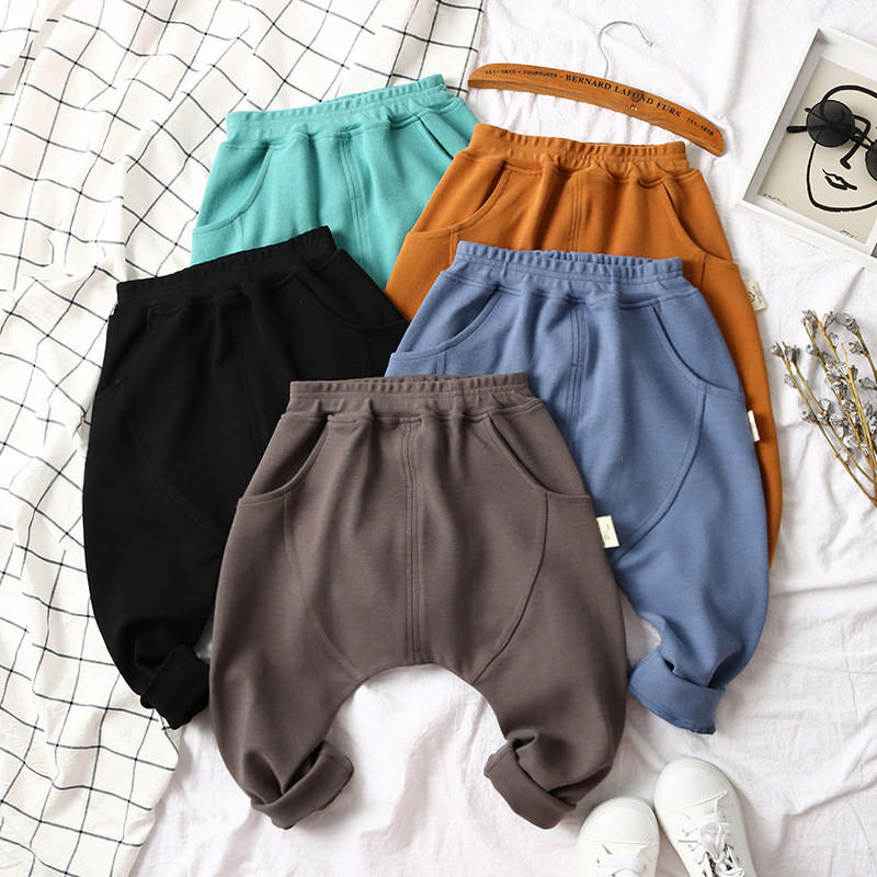 Good goods ~ plate it ~ autumn children's high-waisted cotton crotch Haren pants for boys and girls can open and casual big pp pants