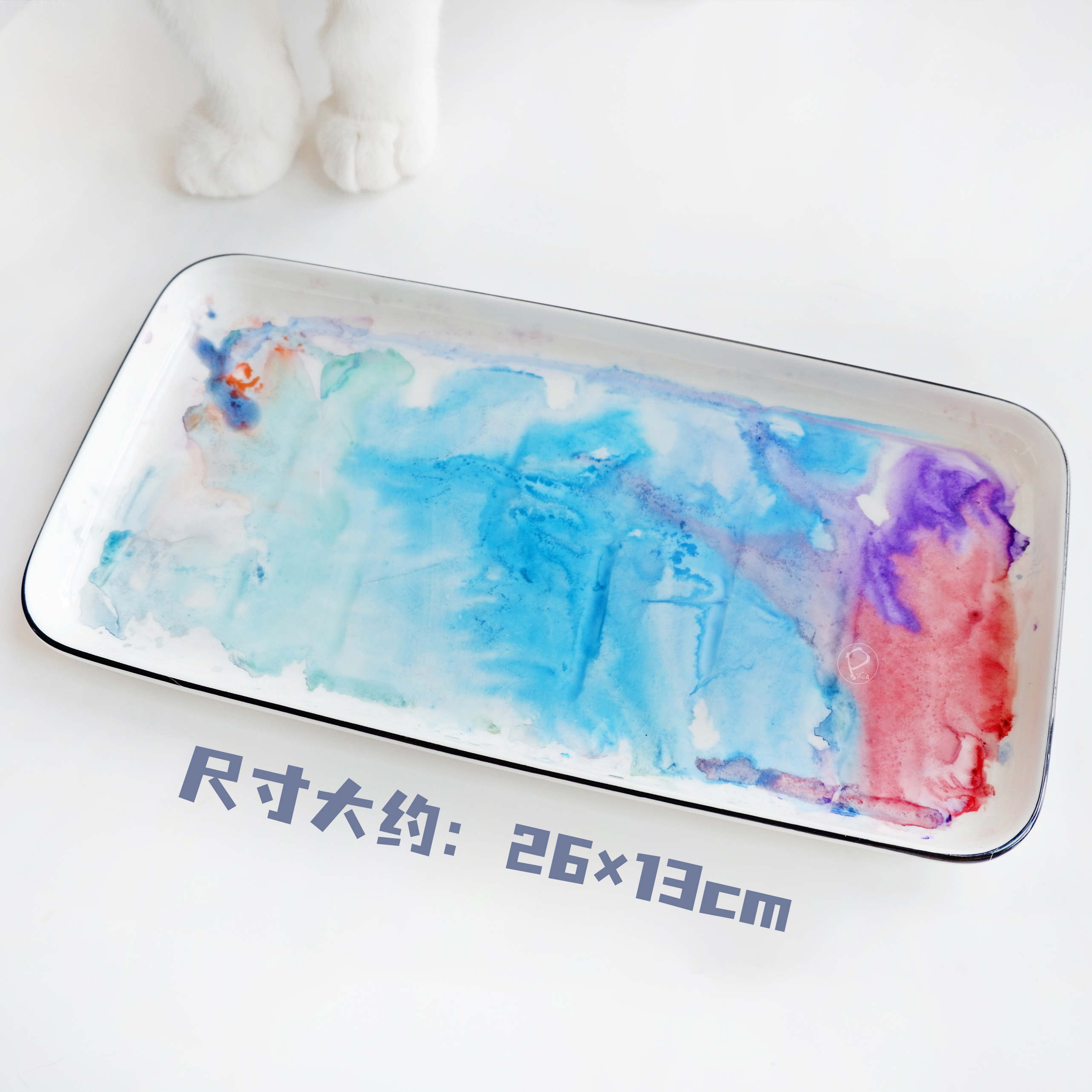 (Red panda)Ceramic palette Export practical dinner plate Large landscape flower plant watercolor palette