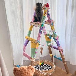 Cat Climbing Rack diy Accessories Cat Ladder Homemade Cat Climbing Ladder All Year Round Neutral Cat Hammock Climbing Foot Tripod