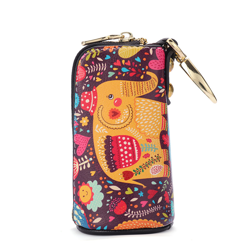 Korean version of the long barrel zipper key bag women's new men's large-capacity car key bag buckle change motorcycle electric vehicle