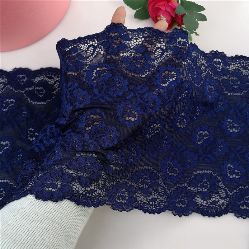 Comfortable Soft Elastic Lace Wide Lace Accessories 20cm Clothes Skirt Extended Decoration DIY Dark Blue Skirt