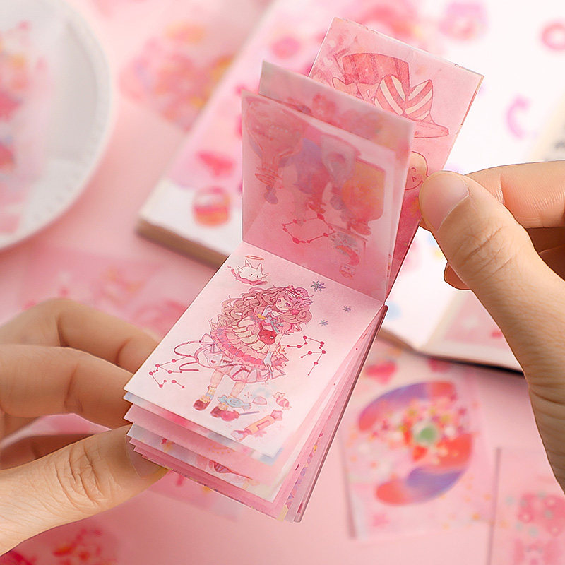 Girl Heart 50 bean book watercolor and paper sticker Lolita Girl Small Sticker Diary Background Handbook Decorative Pattern