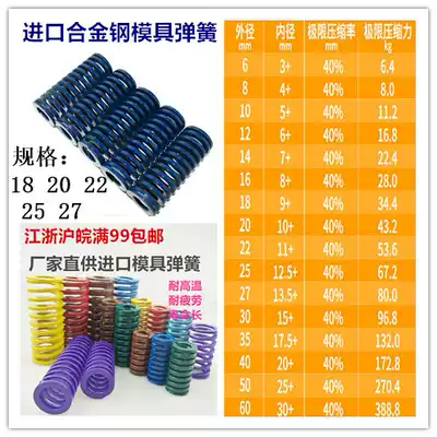 Imported alloy steel mold spring compression rectangular flat wire blue high temperature resistant spring 18 20 22 25 27