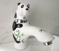 Panda cartoon ceramic faucet hot and cold basin faucet ceramic water dispenser childrens bathroom engineering cooperation