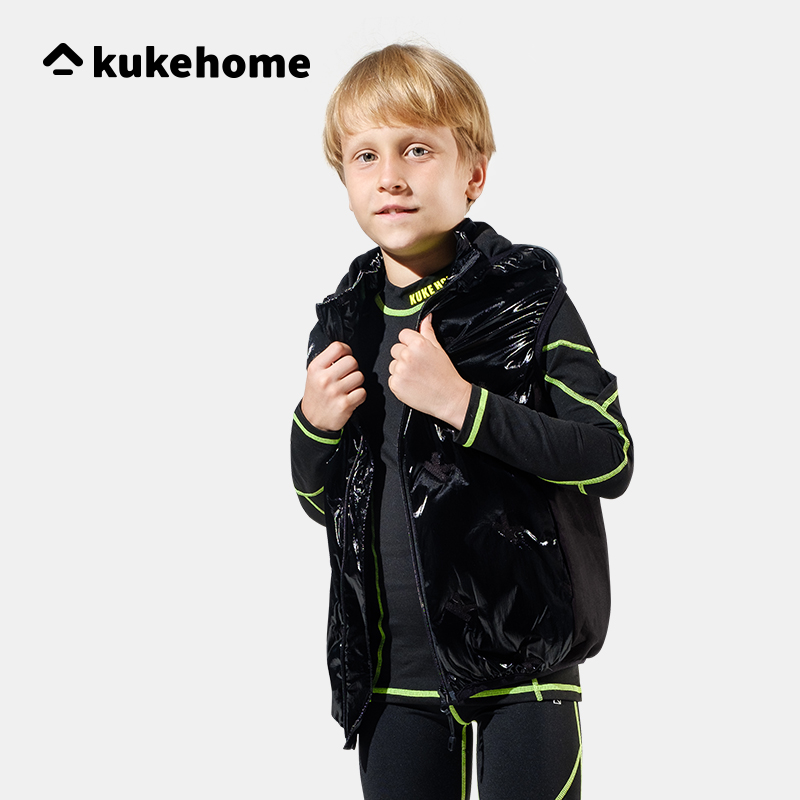 kuke2021 new children's down vest sports and leisure autumn and winter new fashion trend hooded jacket top