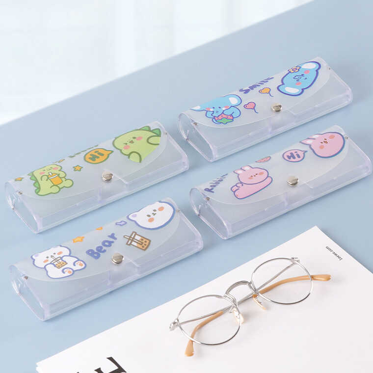 Cute, Fresh, Portable Cartoon Eyeglasses for Male and Female Students, Suitable for Nearsightedness, with Anti-Drop and Wear-Resistant Soft Case Storage Box, New Product