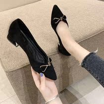 Small heel shoe woman black coarse heel career working shoes custard with single shoe comfort Short heel frock women shoes for work shoes