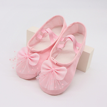 Girl Dance Shoes Practice Shoes China Dance Sails Cloth Shoes 2024 Han Edition Princess Butterfly Knot Soft-bottom Ballet Shoes 9093