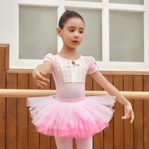 2022 Summer Children Pure Cotton Short Sleeves Dance Suit Girl Practice Girl practice Ballet Dancer Dress Test Class 1829