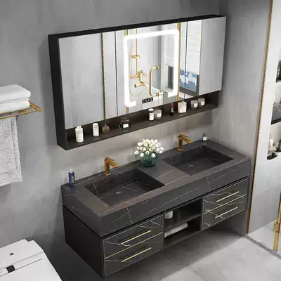Modern simple bathroom cabinet combination Smart light luxury marble sink washbasin powder room washbasin cabinet
