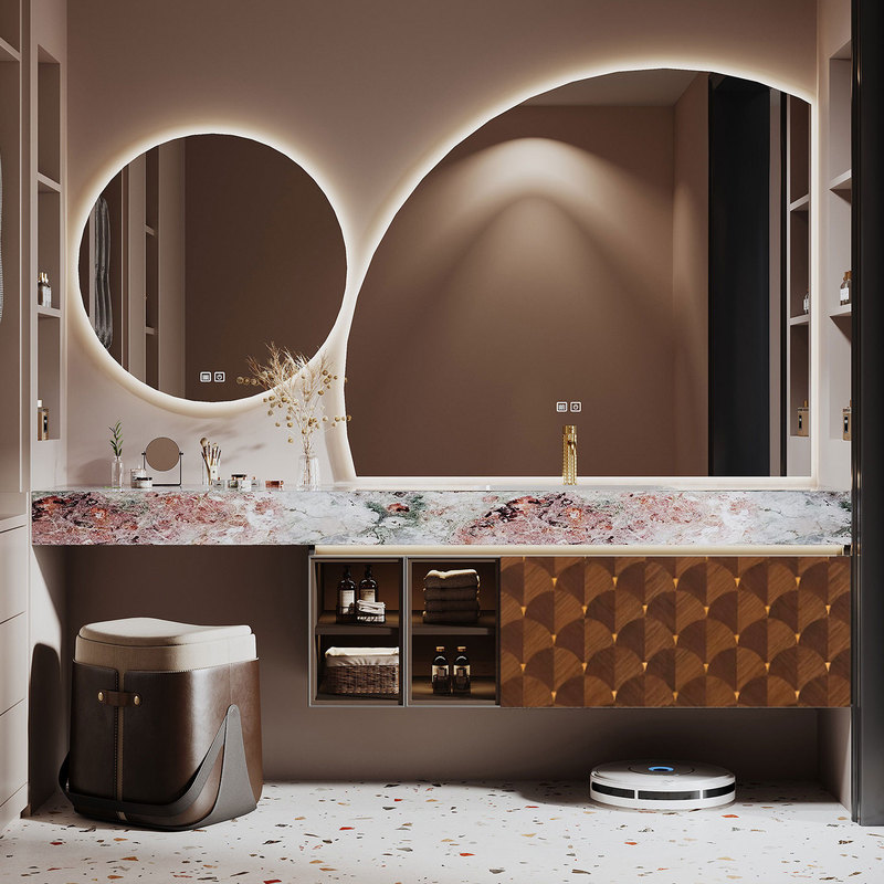 Hotel-Style Vanity Bathroom Cabinet Combination with Seamless Ceramic Basin, Bathroom Sink, Hand-Washing Basin Cabinet