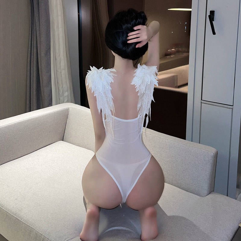 Боди/брюки 格格家?辣妹甜美纯欲吊带天使翅膀低领显胸大修身打底性感连体衣