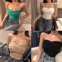 Geger family summer dress new sexy strapless chest slim thin solid color knitted small vest coat women