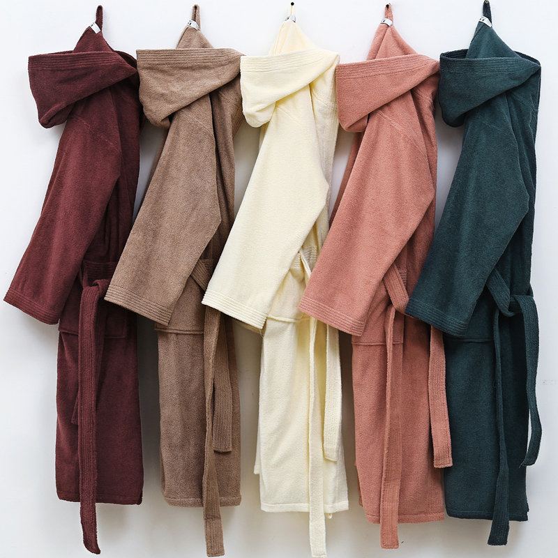 Pure Cotton Bathrobe, Adult Towel Material, Spring and Summer White Bathrobe, Large Children's Hooded Robe, Unisex, All-Cotton, Absorbent, Long Nightgown Pure Cotton Bathrobe, Adult Towel Material, Spring and Summer White Bathrobe, Large Children's Hooded Robe, Unisex, All-Cotton, Absorbent, Long Nightgown