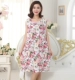 Người trung niên và người già bộ đồ ngủ bằng lụa cotton tinh khiết cho phụ nữ mùa hè váy ngủ không tay váy rời kích thước lớn cotton nhân tạo mát mẻ dịch vụ tại nhà - Đêm đầm