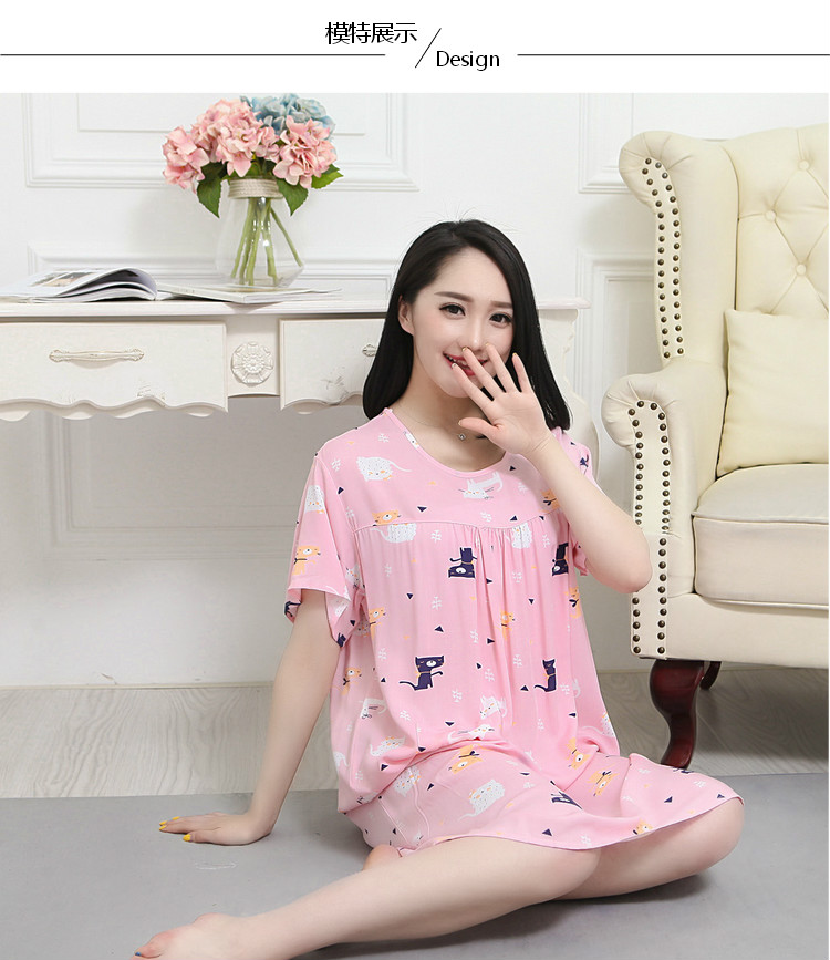 Mùa hè cộng với phân bón nhân tạo bông nightdress phụ nữ kích thước lớn bông lụa đồ ngủ bông váy nightdress thai sản váy váy