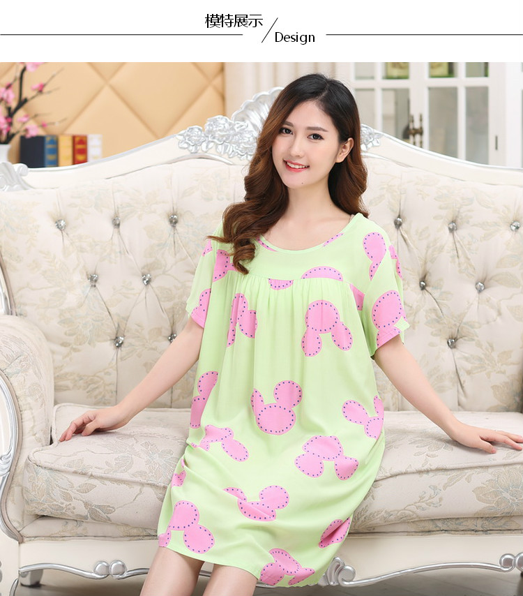 Mùa hè cộng với phân bón nhân tạo bông nightdress phụ nữ kích thước lớn bông lụa đồ ngủ bông váy nightdress thai sản váy váy