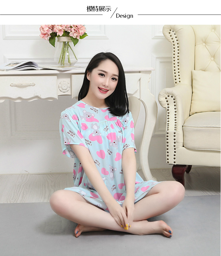 Mùa hè cộng với phân bón nhân tạo bông nightdress phụ nữ kích thước lớn bông lụa đồ ngủ bông váy nightdress thai sản váy váy