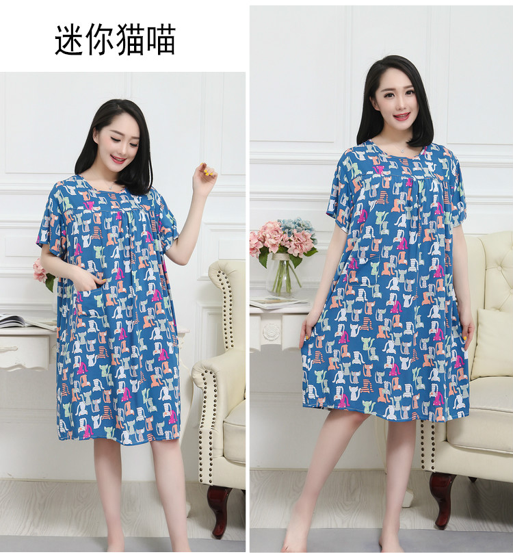 Mùa hè cộng với phân bón nhân tạo bông nightdress phụ nữ kích thước lớn bông lụa đồ ngủ bông váy nightdress thai sản váy váy