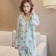 Đồ ngủ nữ cotton lụa mùa xuân và mùa hè dài tay kích thước lớn áo len cotton lụa phần mỏng đặt bông nhân tạo tháng dịch vụ pyjama thu đông
