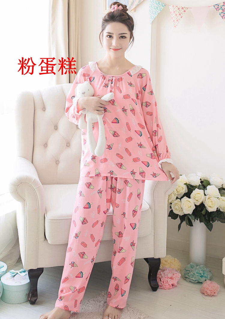 Mùa xuân và mùa hè của phụ nữ dài tay cotton lụa đồ ngủ dễ thương bông lụa phù hợp với nhân tạo cotton phần mỏng XL điều hòa không khí dịch vụ nhà