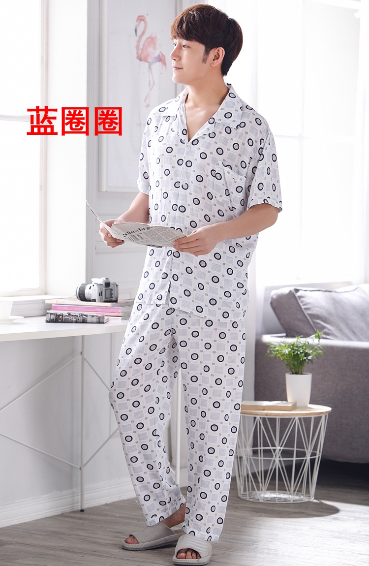 Mùa hè trung niên cotton lụa ngắn tay đồ ngủ quần nam XL phù hợp với bông phần mỏng cotton nhân tạo dịch vụ nhà