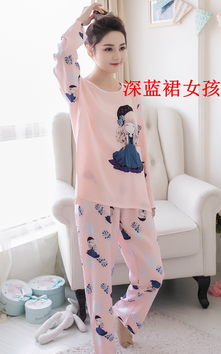 Mùa xuân và mùa hè của phụ nữ dài tay cotton lụa đồ ngủ dễ thương bông lụa phù hợp với nhân tạo cotton phần mỏng XL điều hòa không khí dịch vụ nhà