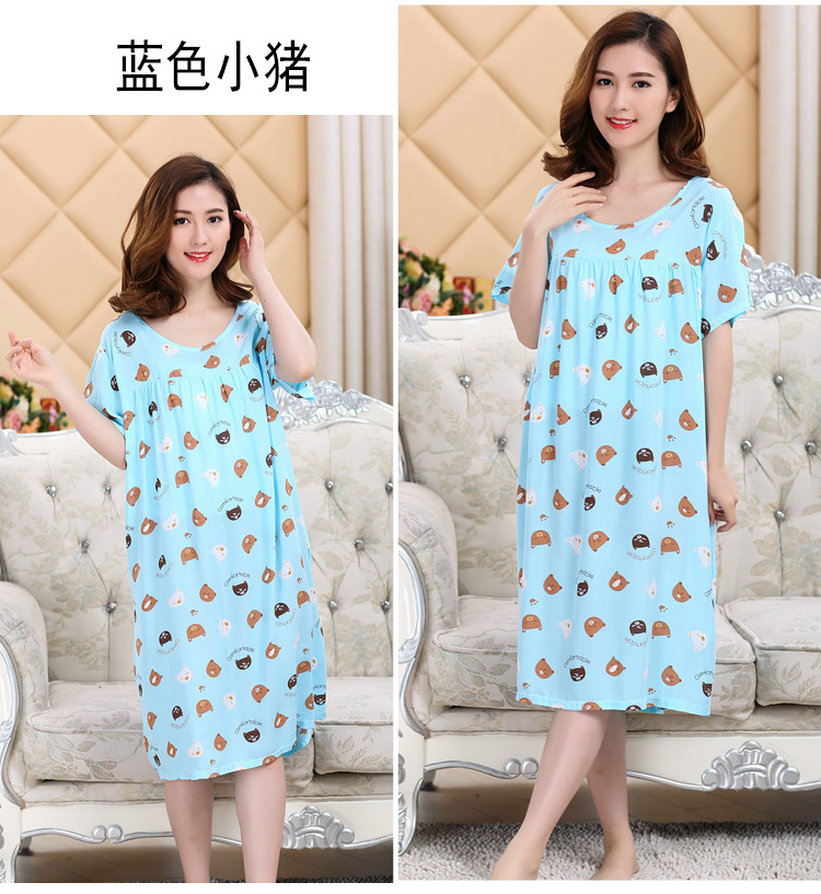 Mùa hè cộng với phân bón nhân tạo bông nightdress phụ nữ kích thước lớn bông lụa đồ ngủ bông váy nightdress thai sản váy váy