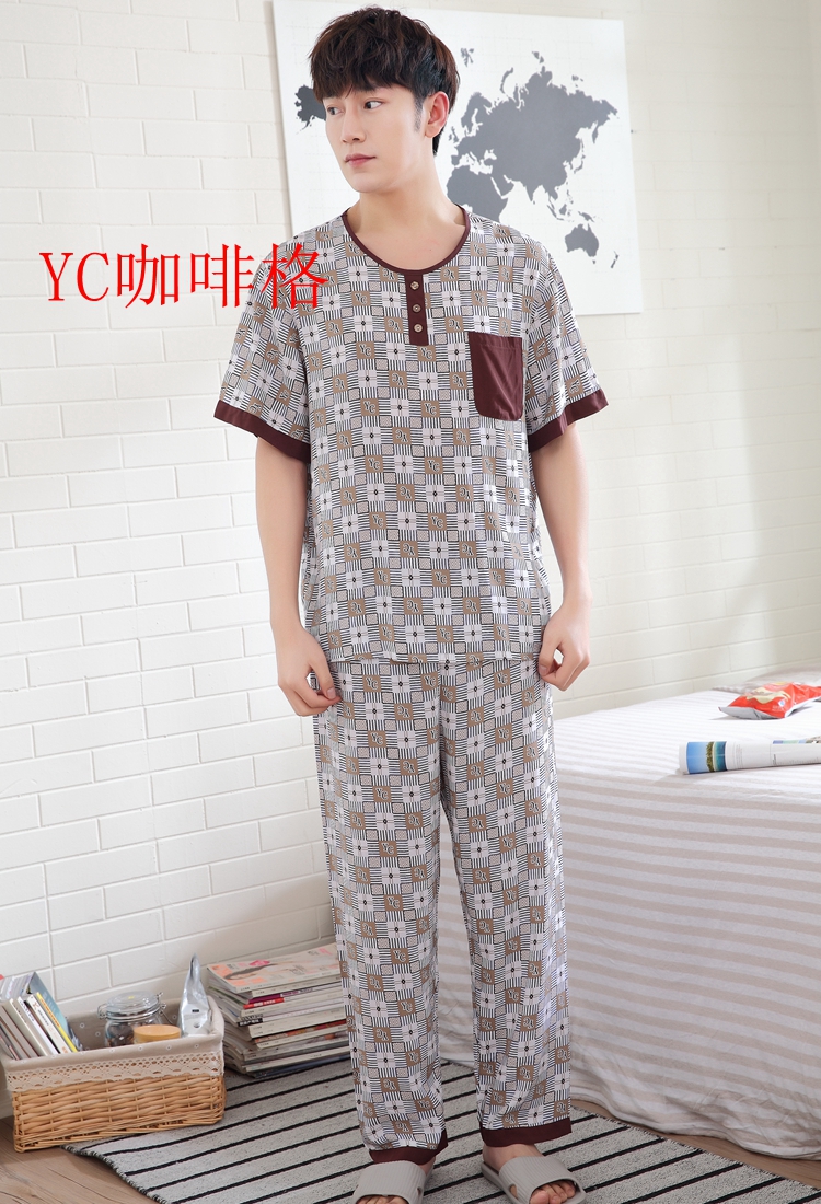 Mùa hè trung niên cotton lụa ngắn tay đồ ngủ quần nam XL phù hợp với bông phần mỏng cotton nhân tạo dịch vụ nhà