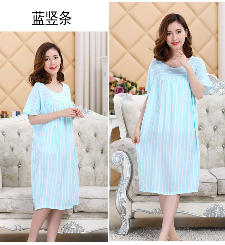 Mùa hè cộng với phân bón nhân tạo bông nightdress phụ nữ kích thước lớn bông lụa đồ ngủ bông váy nightdress thai sản váy váy