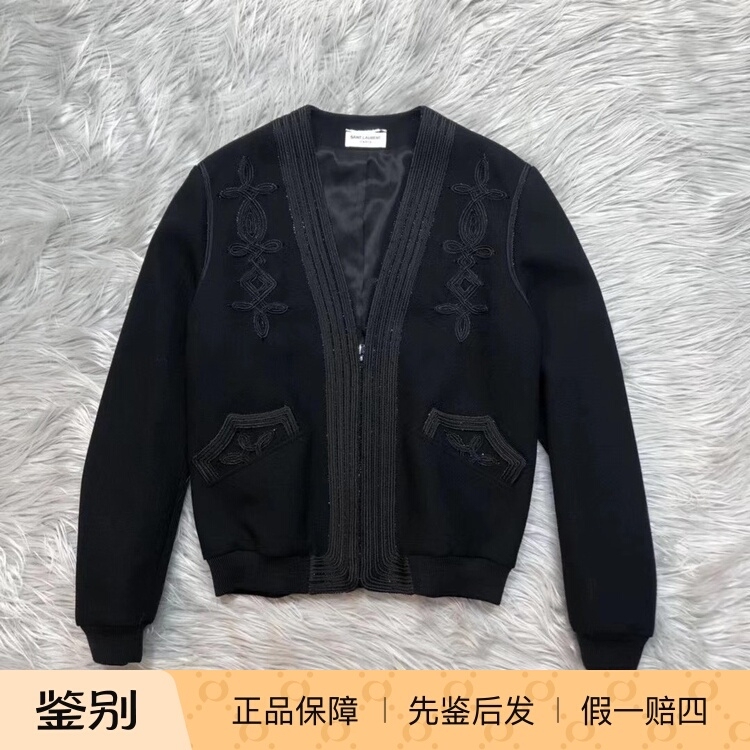 Saint Laurent Men's Heavy Beaded Jacket, Fashionable, Versatile, Casual, Trendy, Light Luxury