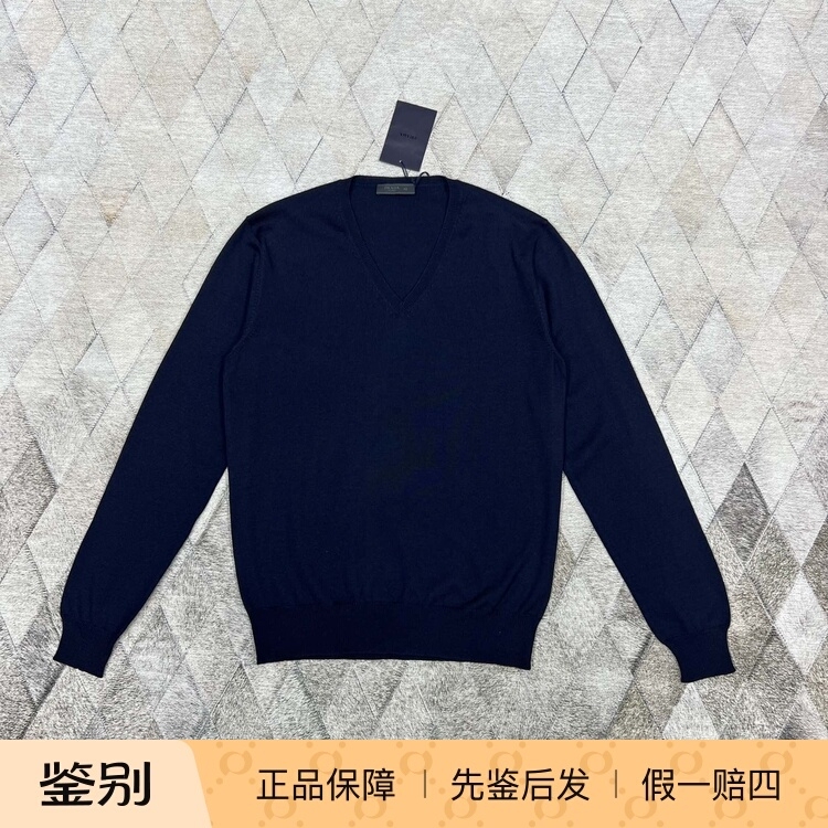 Prada Men's V-Neck Wool Knit Sweater, Stylish and Versatile Casual Sweater, Trendy Fashion Prada Men's V-Neck Wool Knit Sweater, Stylish and Versatile Casual Sweater, Trendy Fashion