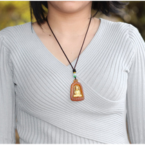 Pagoda Medicine Buddha Pendant Ancient Law Glass Light Rulai Backlit Gilded Buddha Statue Pendant Peace Protective Pendant Gift