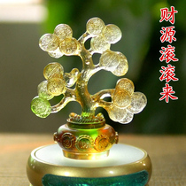 Pure handmade ancient glass fortune tree cash cow furniture desktop living room opening decorative handicraft ornaments